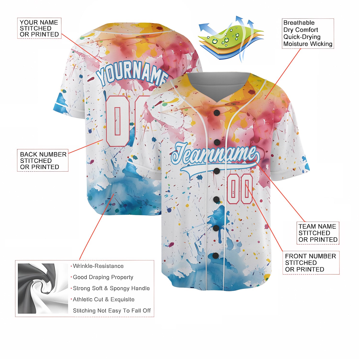 Custom Baseball Jersey - Splash Art Background