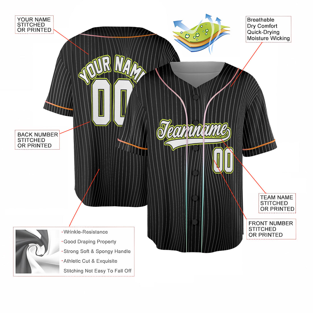 Neon Noir – Custom Name & Logo Baseball Jersey