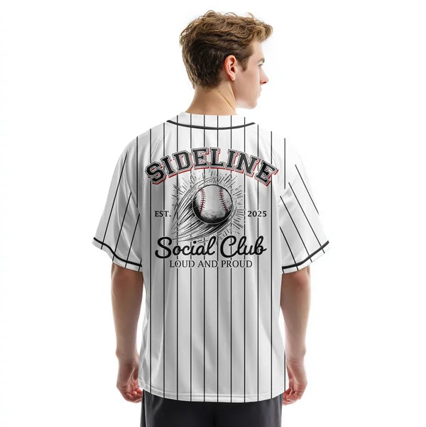 Custom Baseball Jersey - Sideline Social Club Loud And Proud - Custom Text, Number