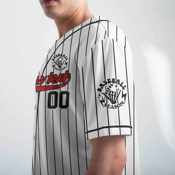 Custom Baseball Season Jersey - Custom name, number - Baseball Lover - Custom White Black Pinstripe