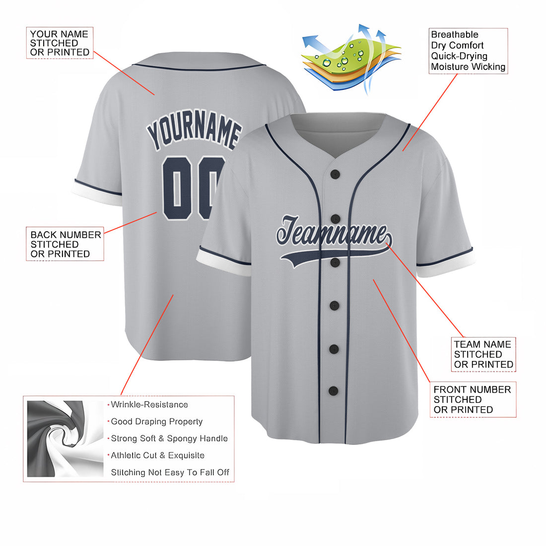 Urban Gray Classic – Custom Baseball Jersey