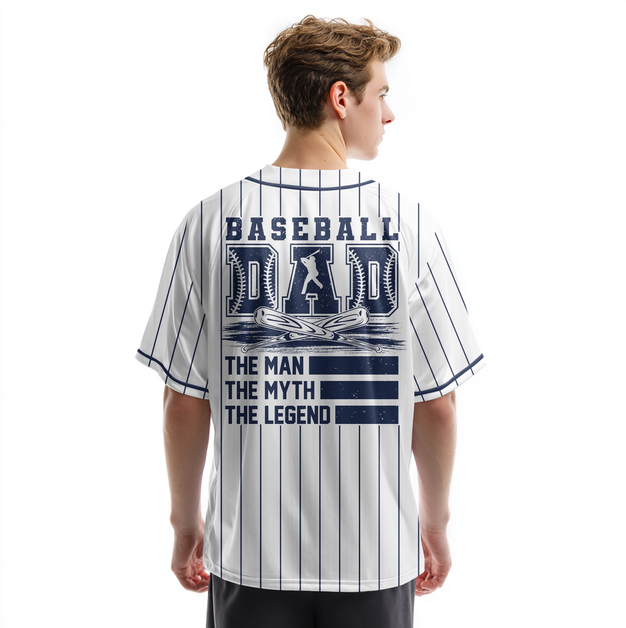Custom Baseball Jersey - Baseball Dad The Men, The Myth, The Legend - Father's Day Shirt for Baseball Lover, Gift for Husband, New Father