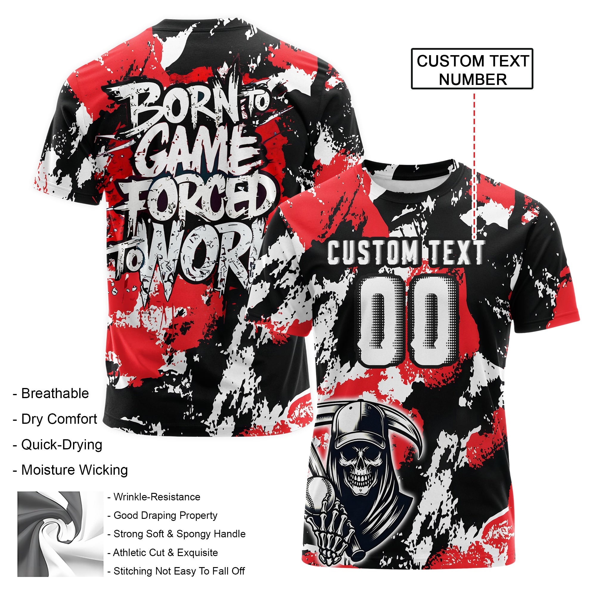 Born To Game Forced To Work Custom All Over Print Baseball T-Shirt