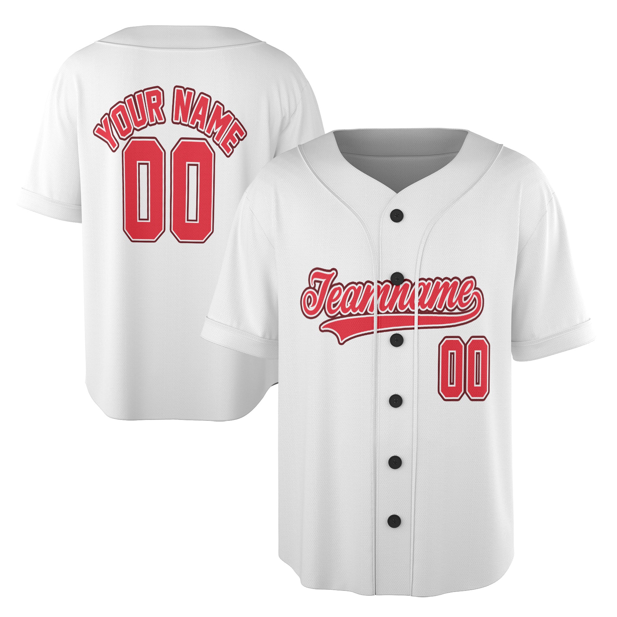 Whiteflare Crimson – Custom Name & Logo Baseball Jersey