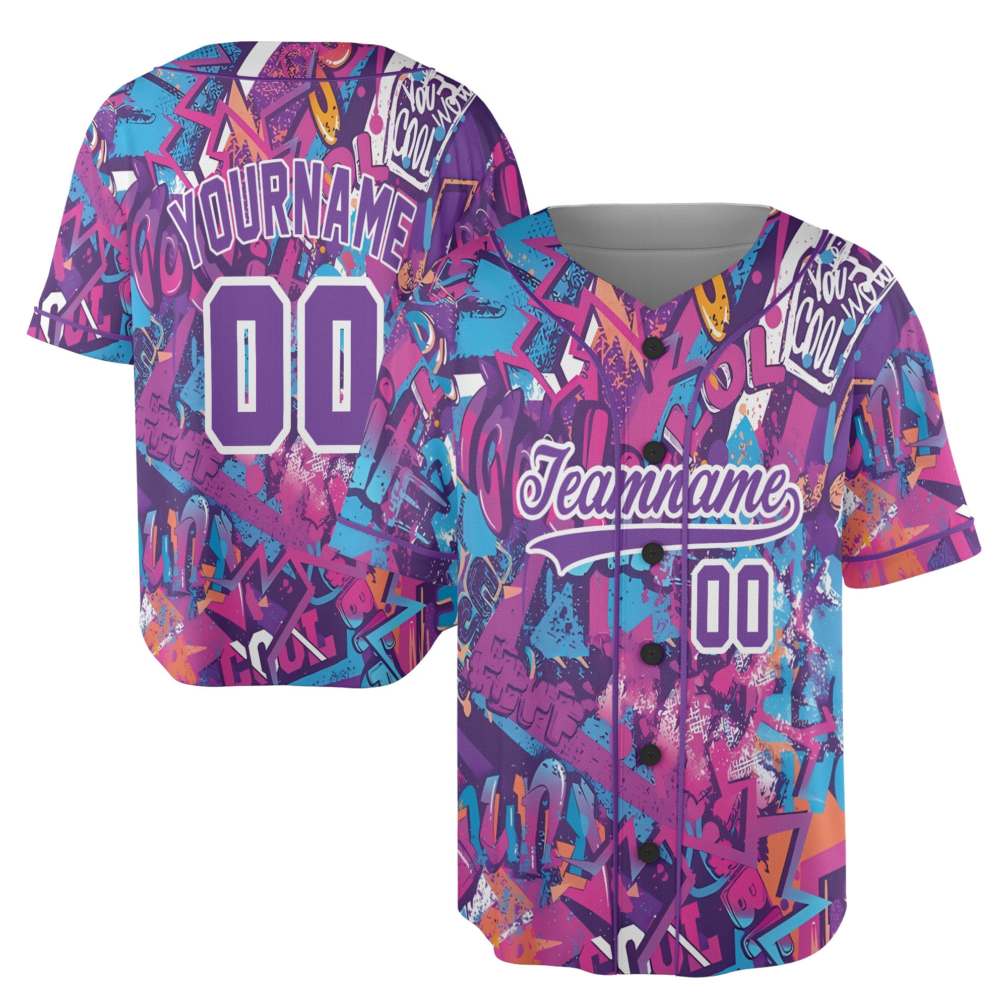 Custom Baseball Jersey - Graffiti Street Pop Art