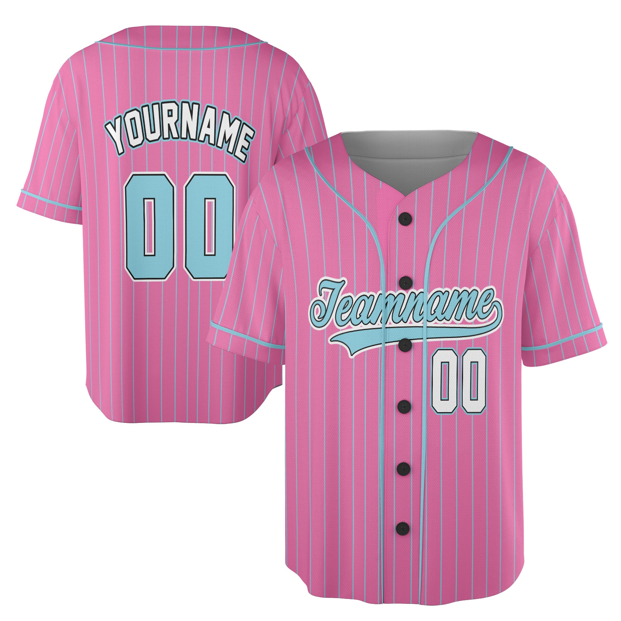 Pink Pinstripe Baseball Jersey – Cotton Candy Aqua Edition