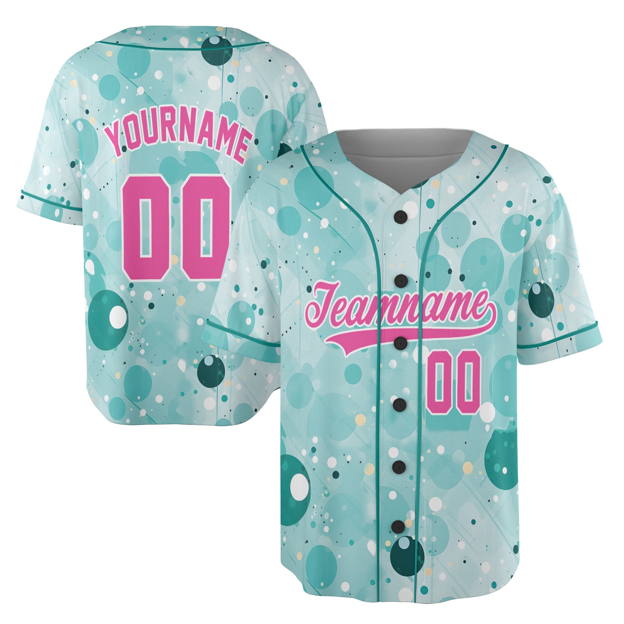 Custom Baseball Jersey – Aqua Bubble Pop