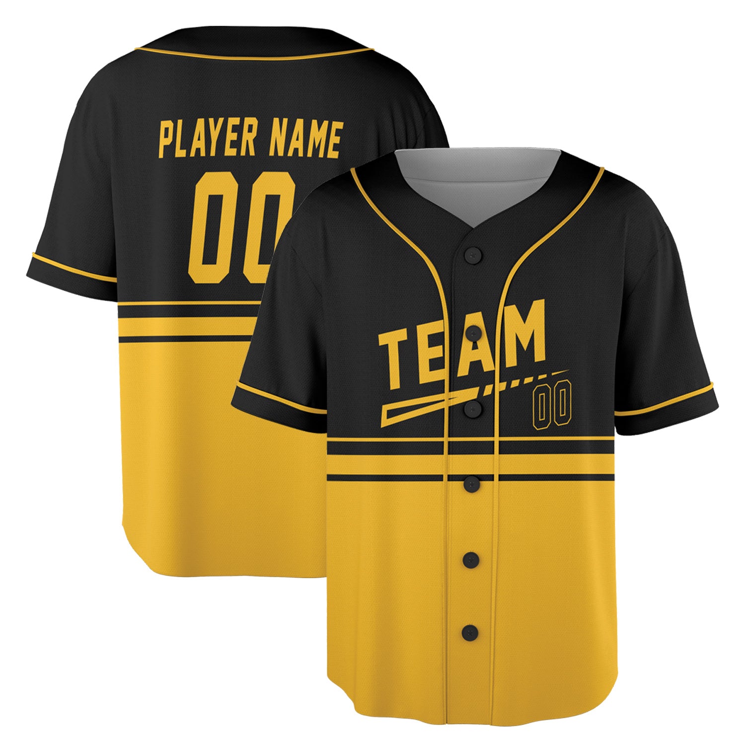 Custom Black-Gold Performance Baseball Jersey