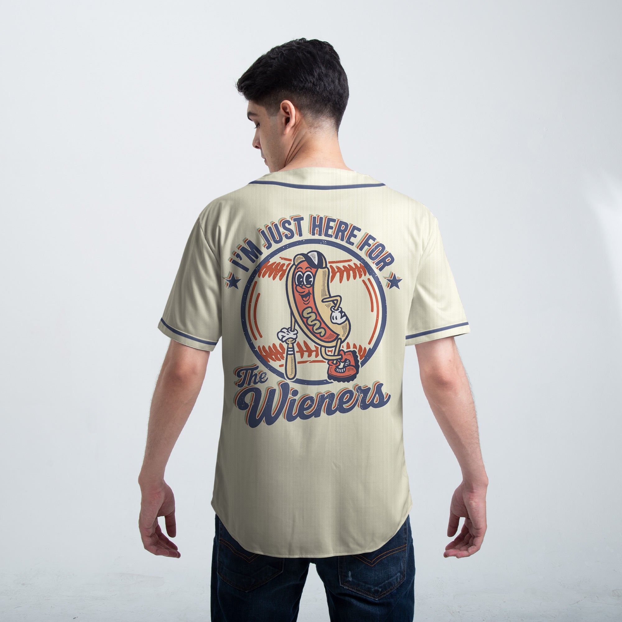 I'm Just Here For The Wiener - Custom Fouth of July Vintage Baseball Jersey