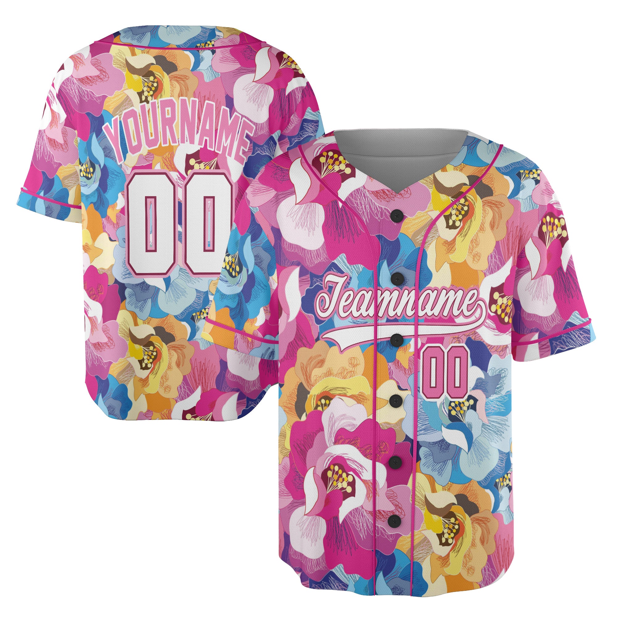 Custom Baseball Jersey – Full Bloom Floral