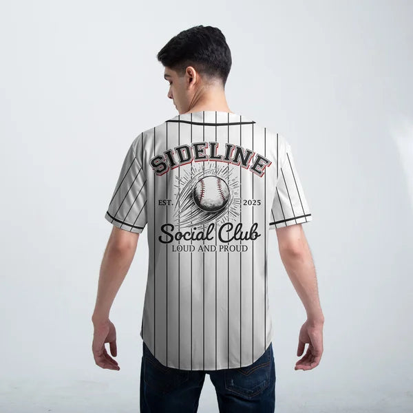 Custom Baseball Jersey - Sideline Social Club Loud And Proud - Custom Text, Number