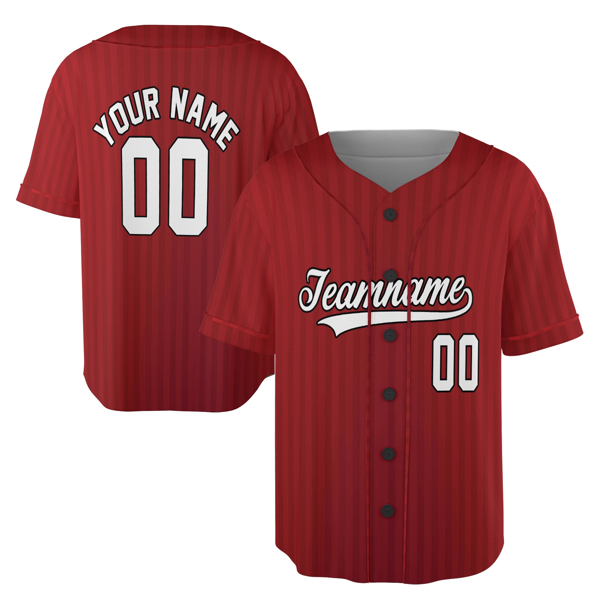 Crimson Pinstripe – Custom Name & Logo Baseball Jersey