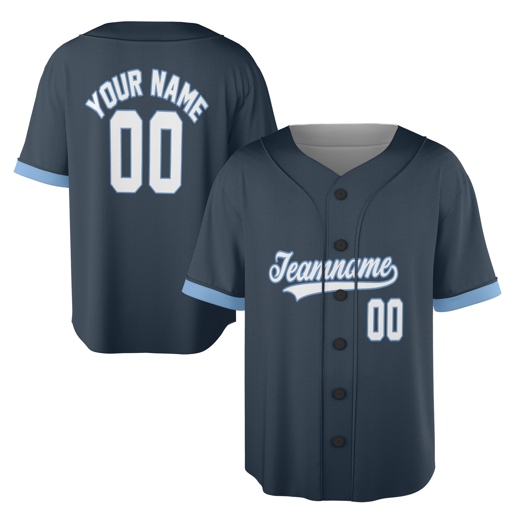 Midnight Blue Custom Jersey – Personalized Name & Logo in Cool Ice Trim