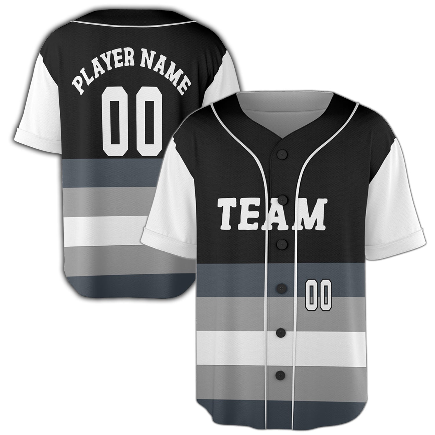 Custom Ice Grey-Black Gradient Baseball Jersey