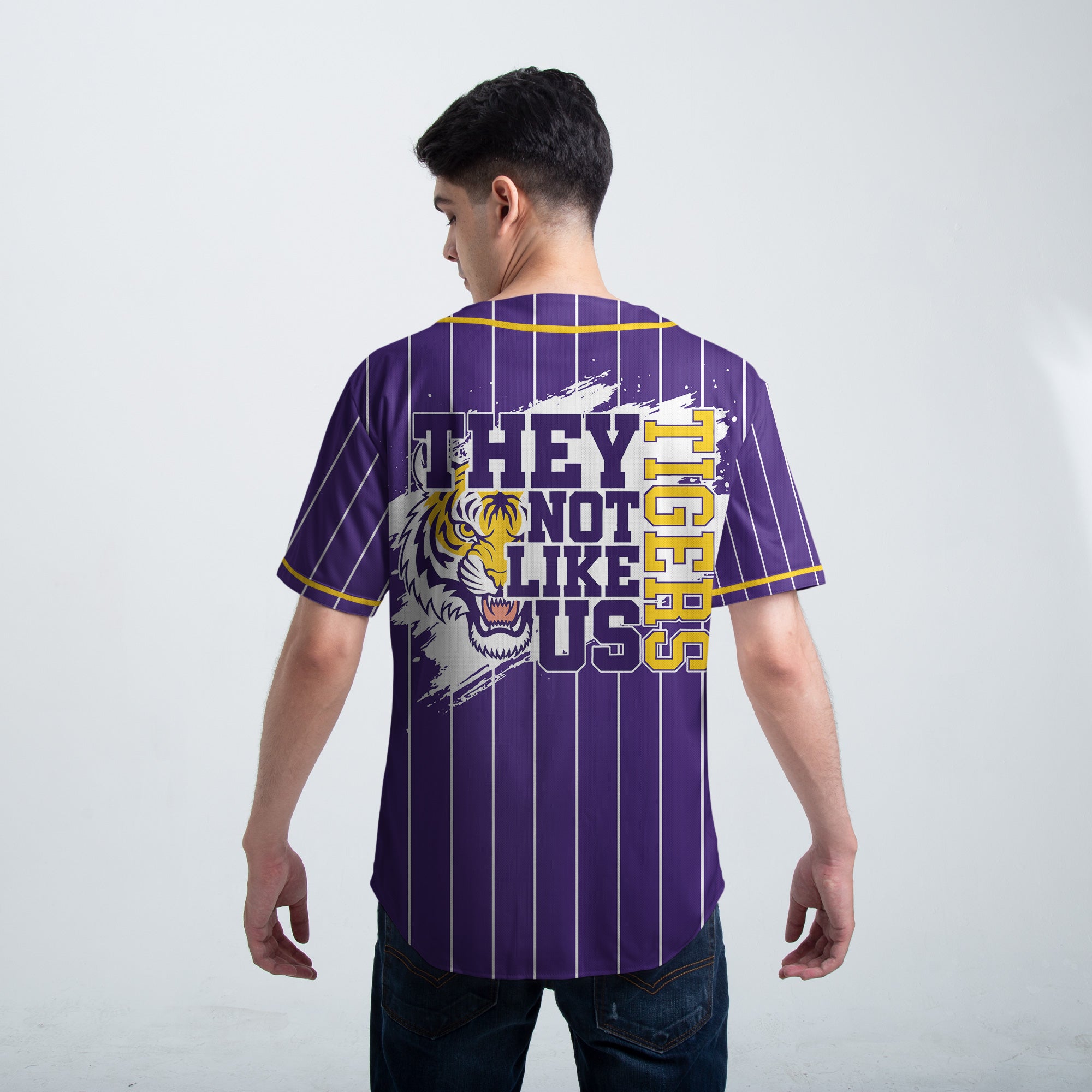 They Not Like Us Tigers - Custom Purple Yellow Baseball Jersey