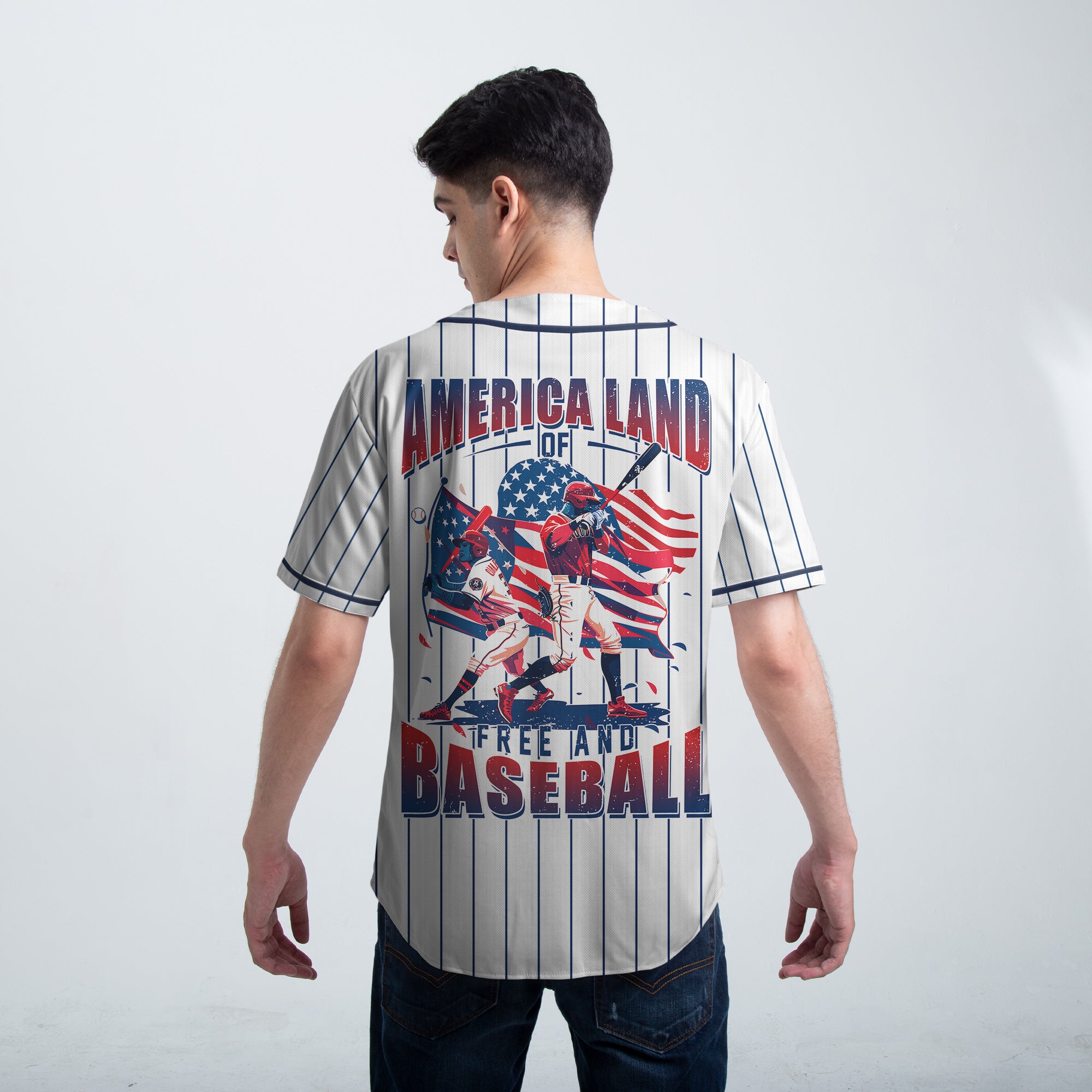 America Land of Free and Baseball - Custom Baseball Jersey - 4th of July Jersey - Baseball Lovers