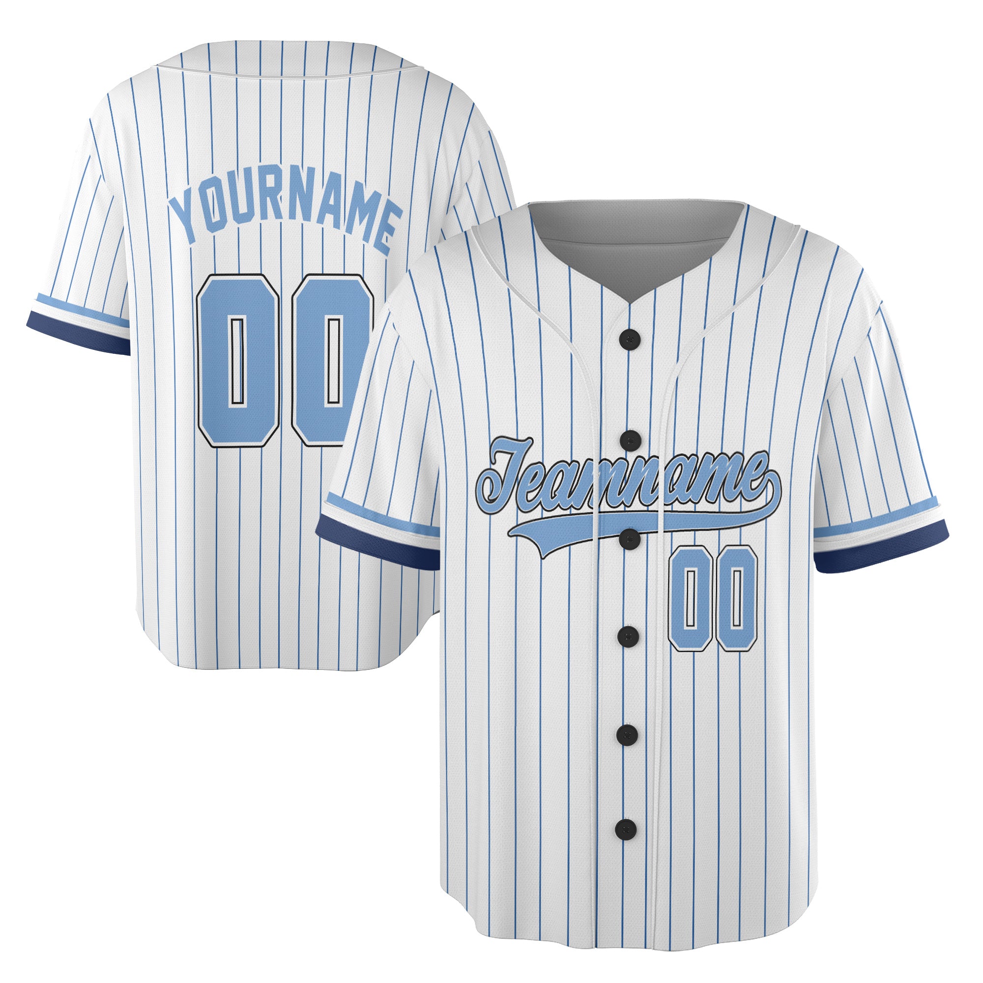 Custom Classic Pinstripe Baseball Jersey – Blue Ice Edition
