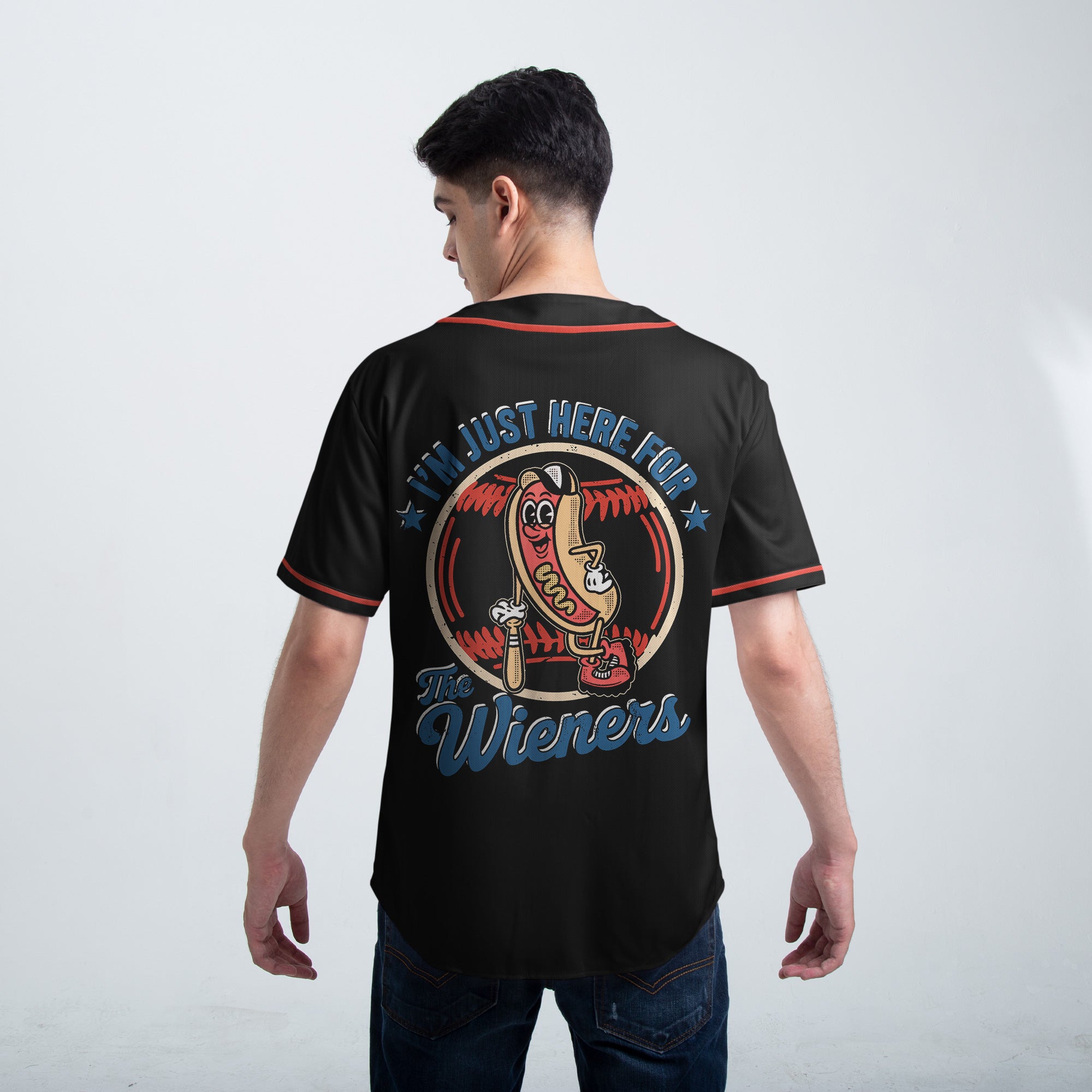 I'm Just Here For The Wiener - Custom Fouth of July Vintage Baseball Jersey