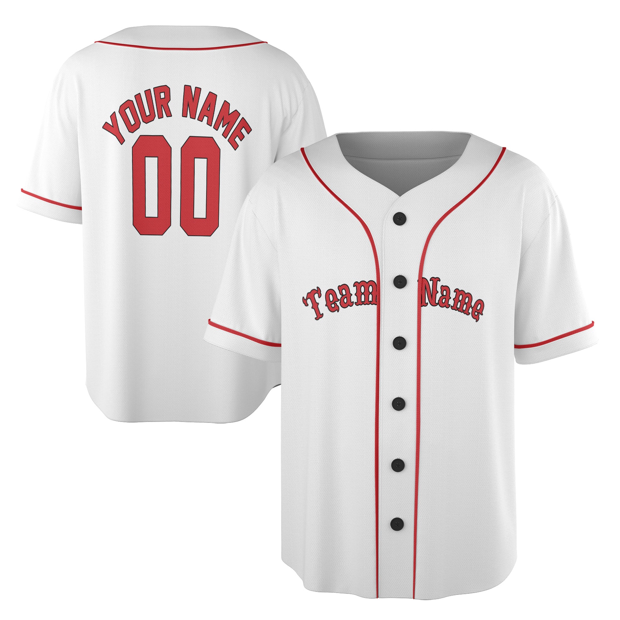 Classic Red Custom Jersey – Your Name & Team Logo on Vintage White