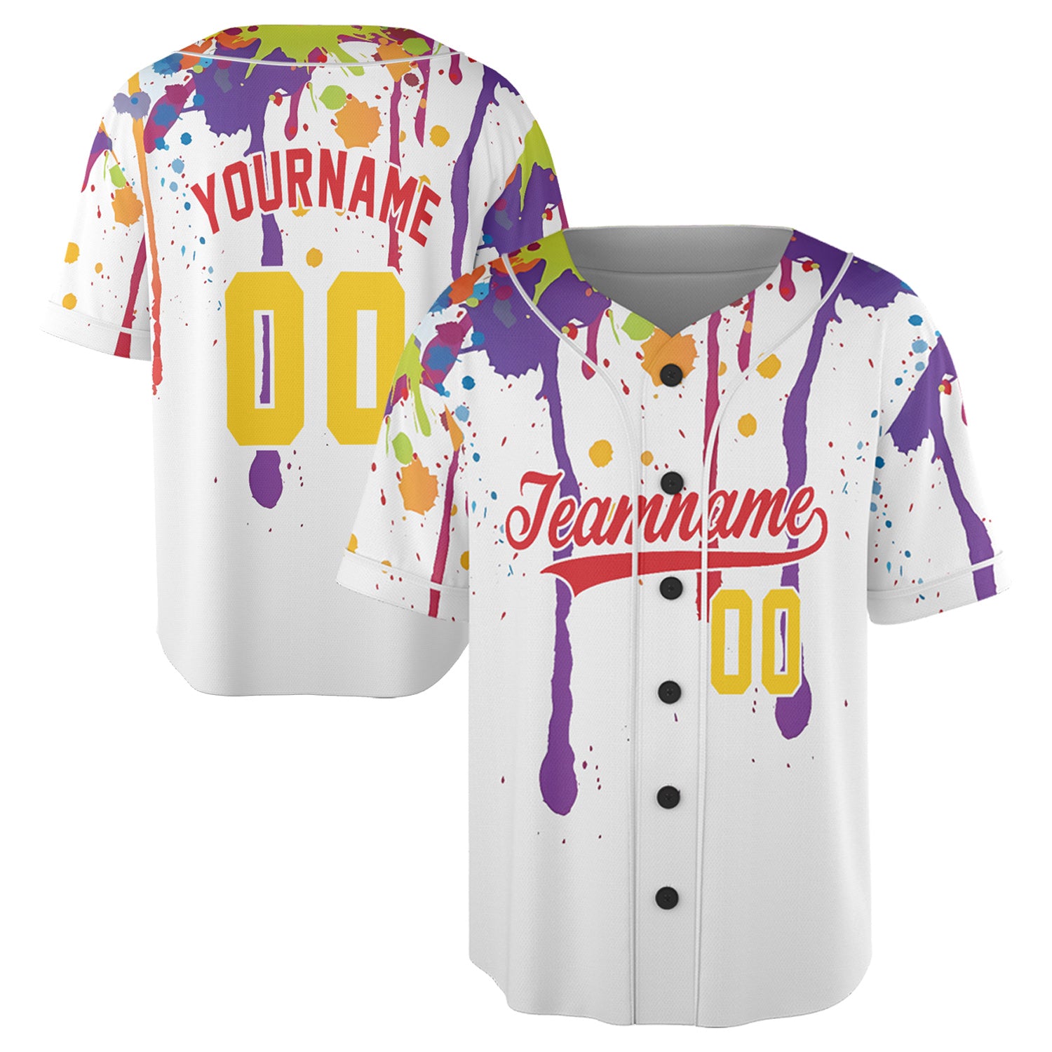 Custom Paint Splash Baseball Jersey – Color Riot Edition