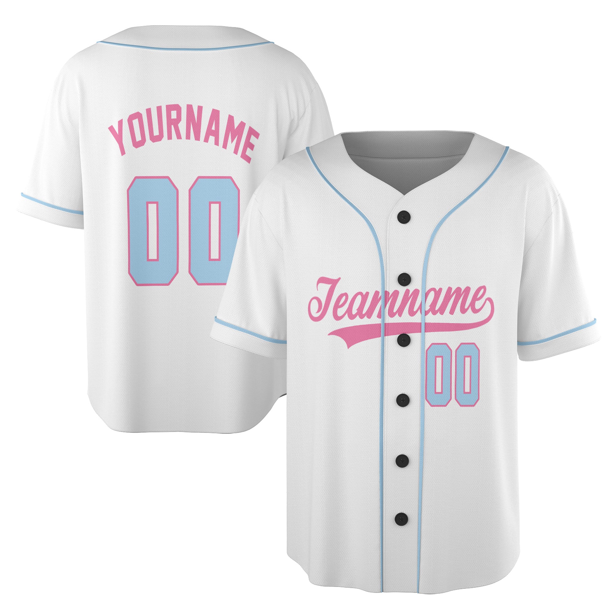 Baseball Jersey – Candy Cool – White & Pastel Pink/Blue