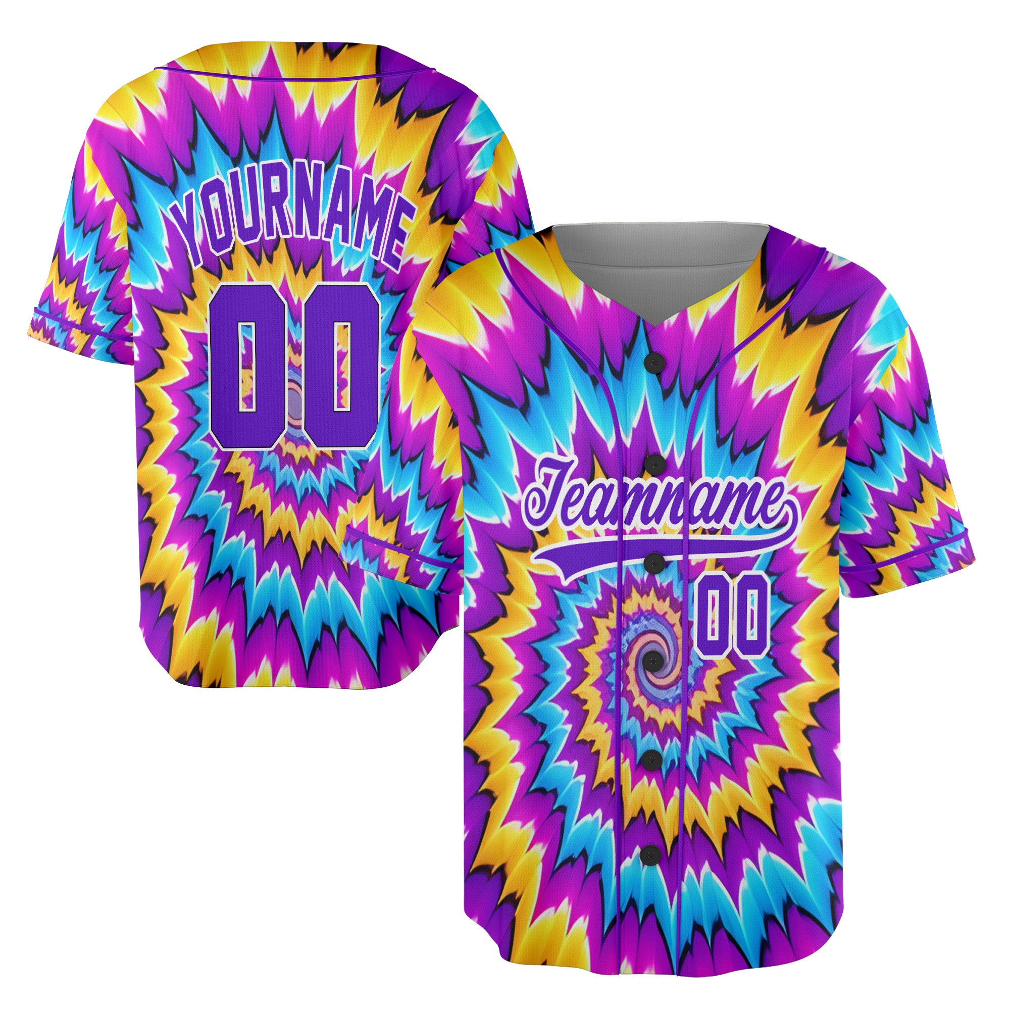 Custom Baseball Jersey – Hypnotic Spiral Background