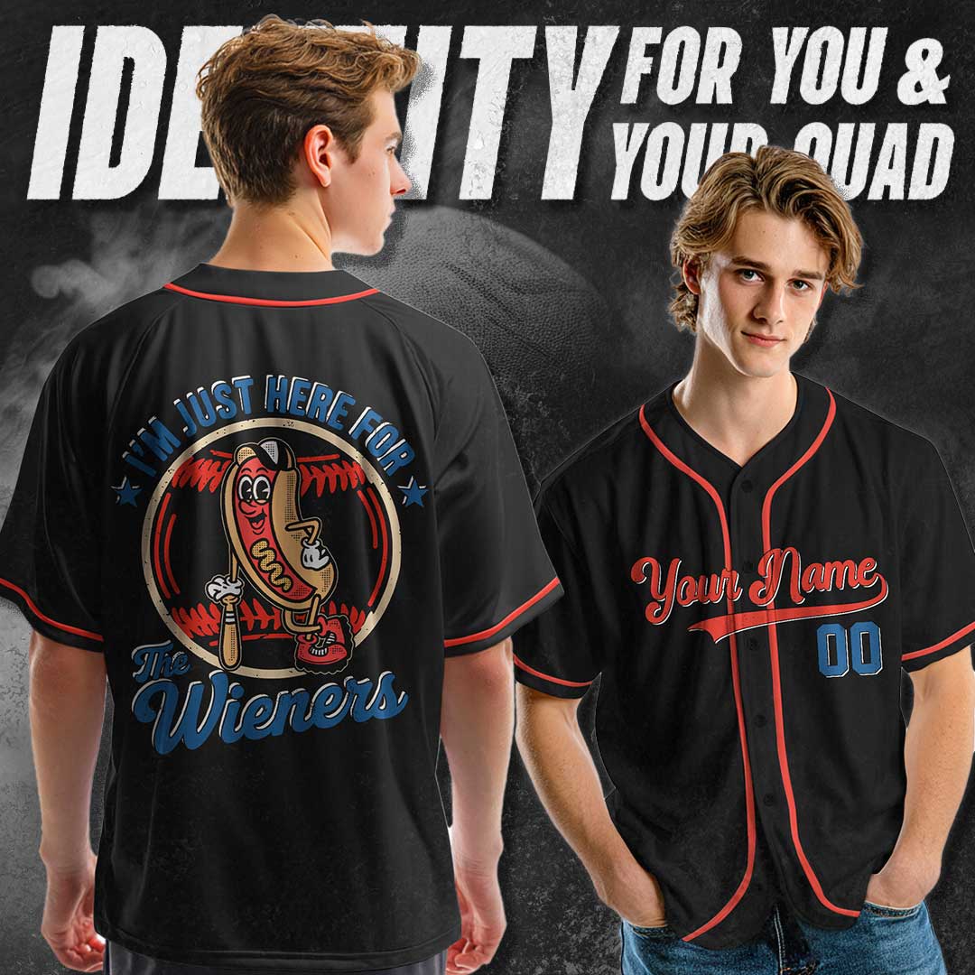I'm Just Here For The Wiener - Custom Fouth of July Vintage Baseball Jersey