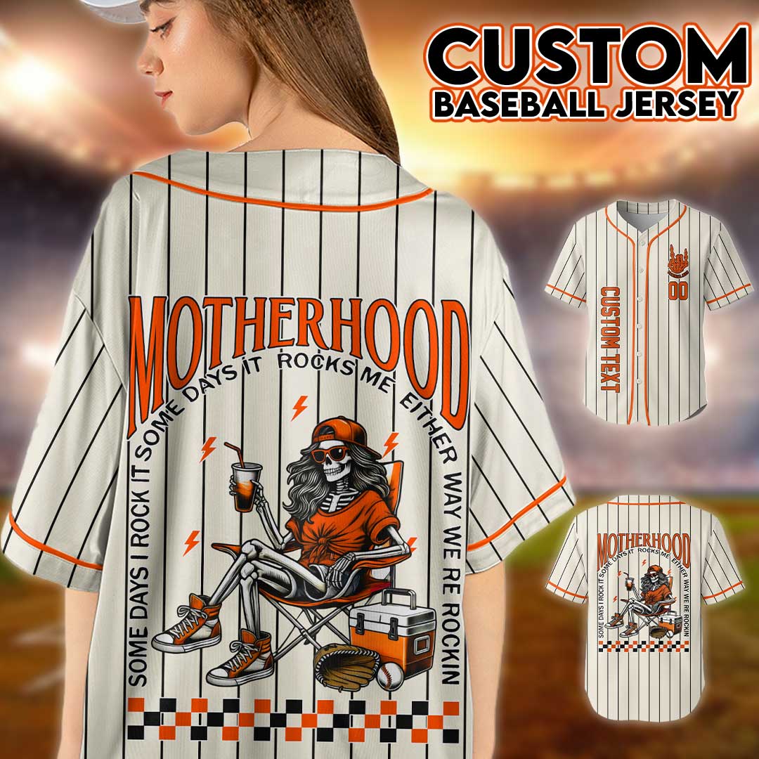 Motherhood Rock It Together - Custom Cream Orange Baseball Jersey