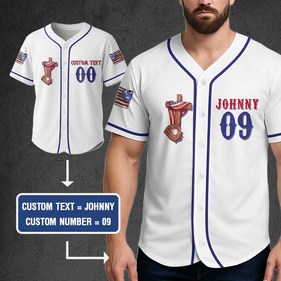 God Bless America And Baseball - Custom 4th of July Baseball Jersey
