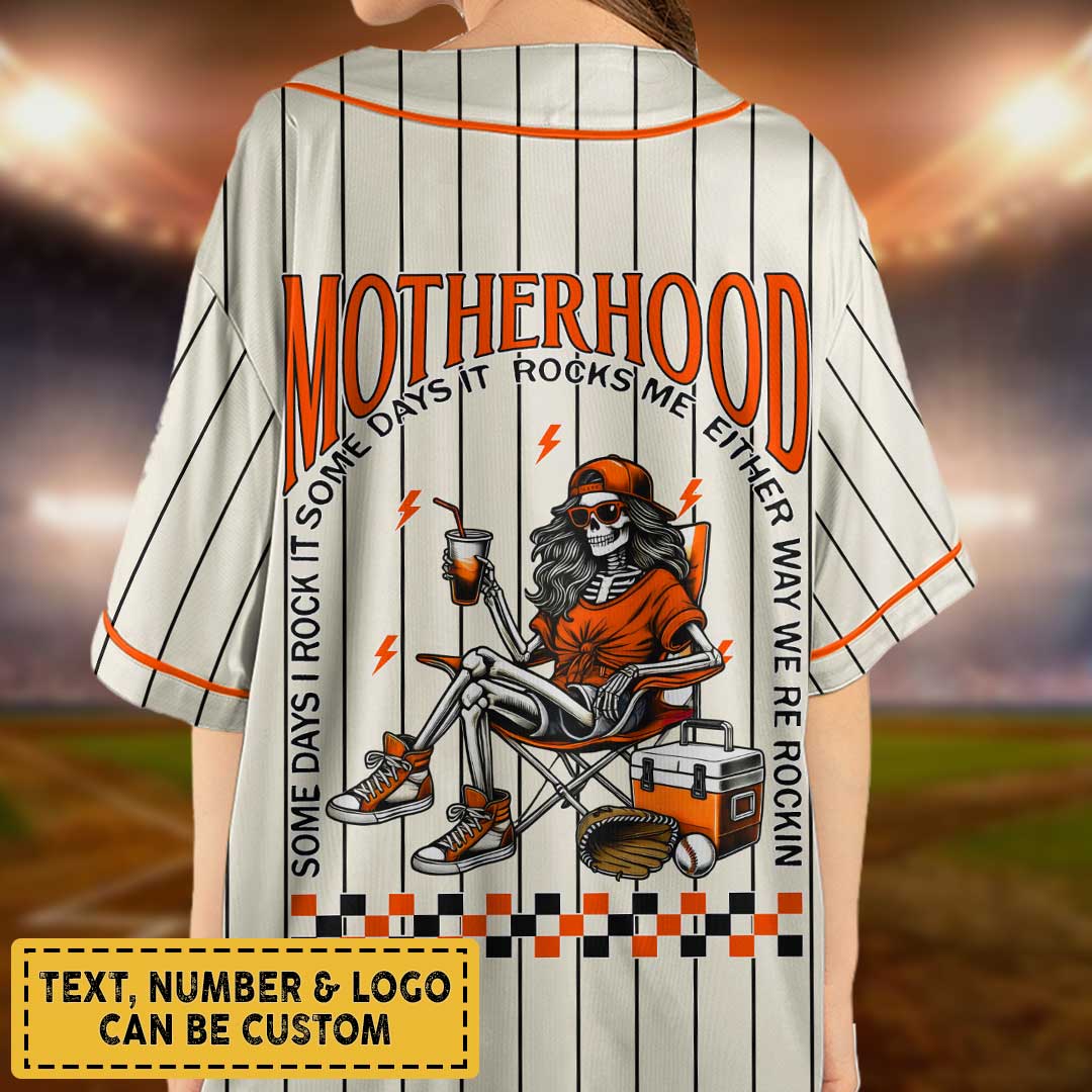 Motherhood Rock It Together - Custom Cream Orange Baseball Jersey