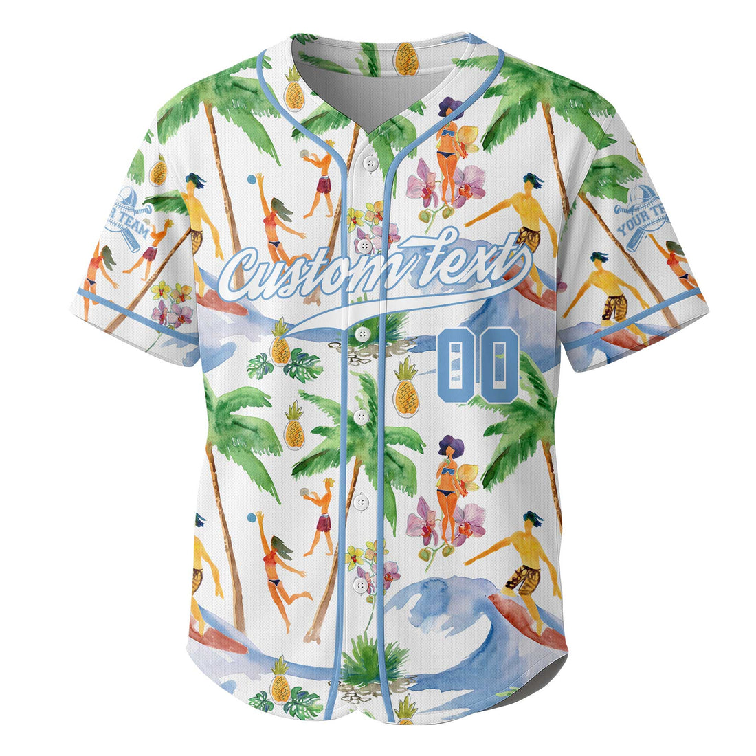 Custom Summer Hawaiian Pattern Baseball Jersey