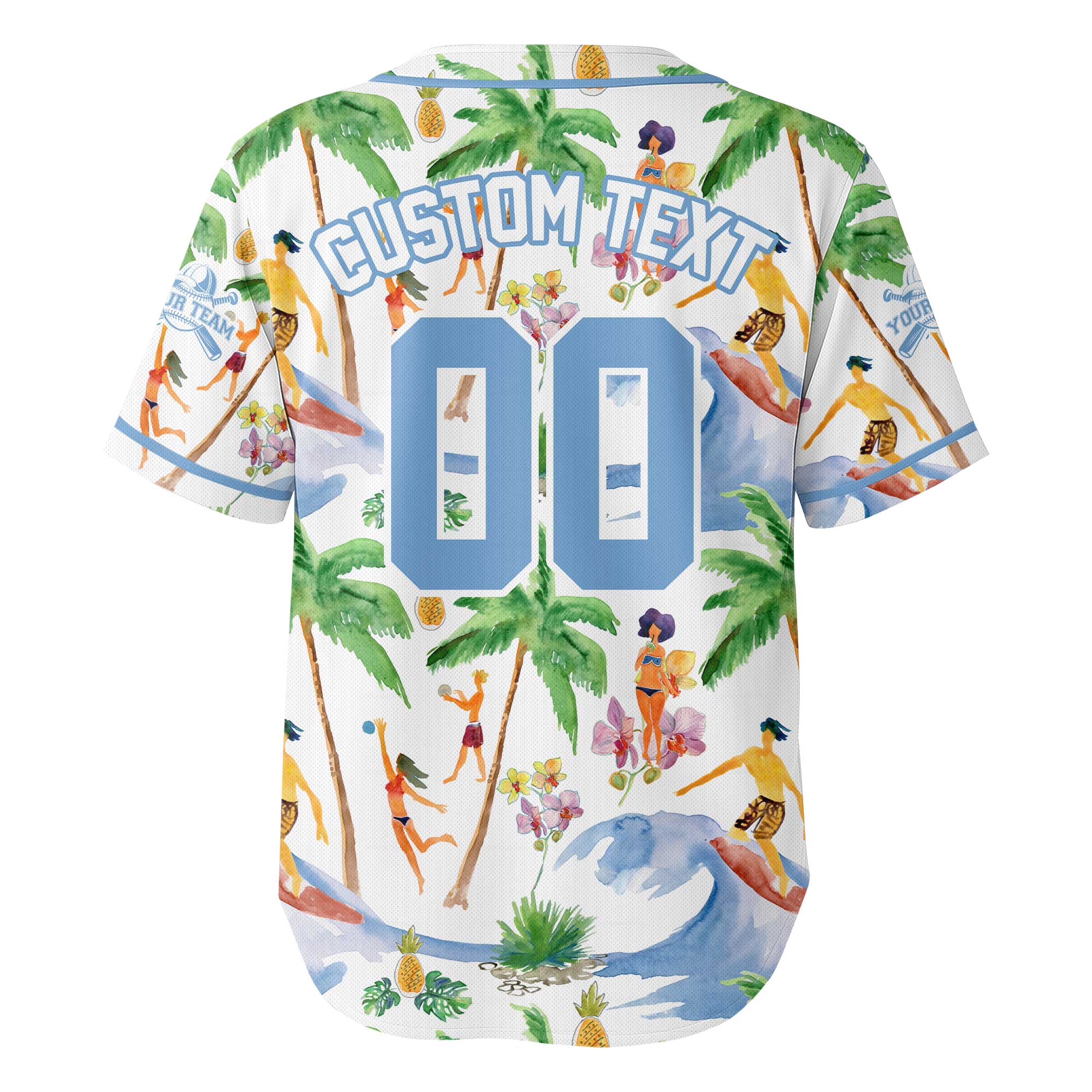Custom Summer Hawaiian Pattern Baseball Jersey
