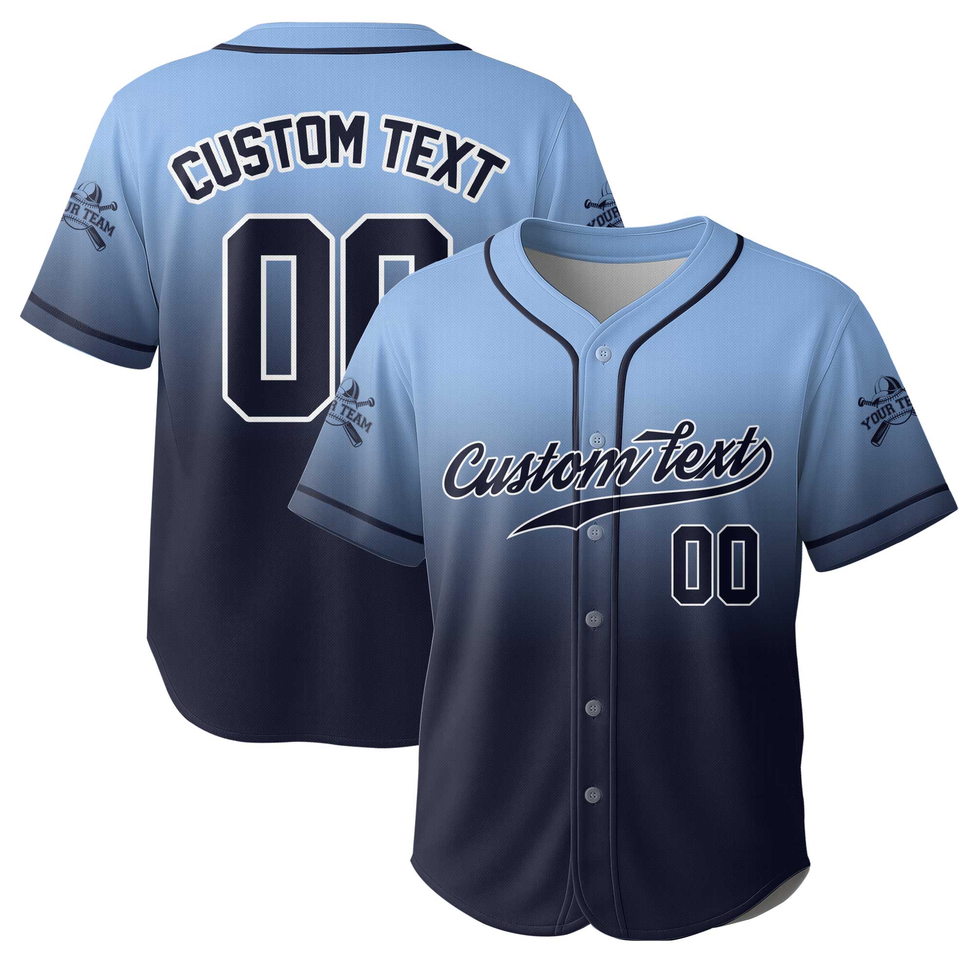 Custom Gradient Color Baseball Jersey With Team Name and Number
