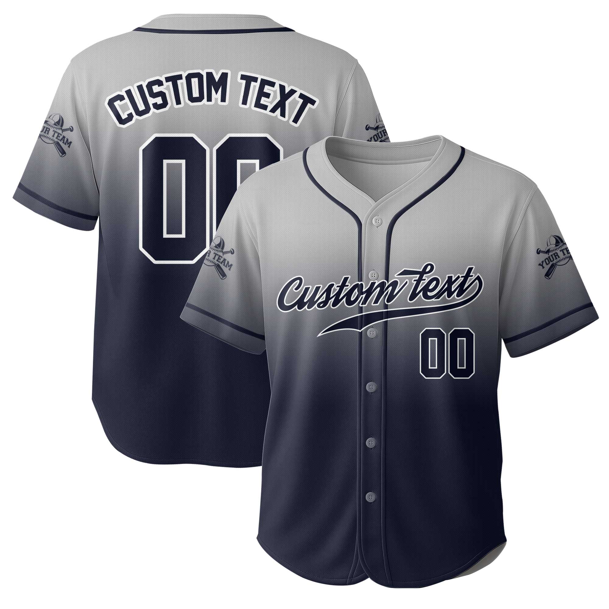 Custom Gradient Color Baseball Jersey With Team Name and Number