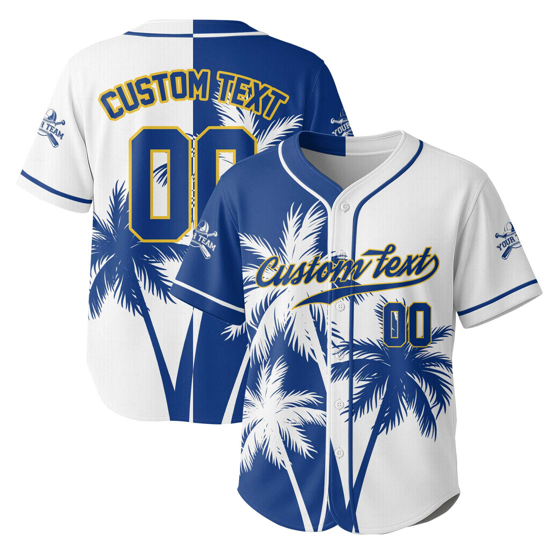 Custom Hawaii Coconut Tree Pattern Baseball Jersey With Team Name and Number