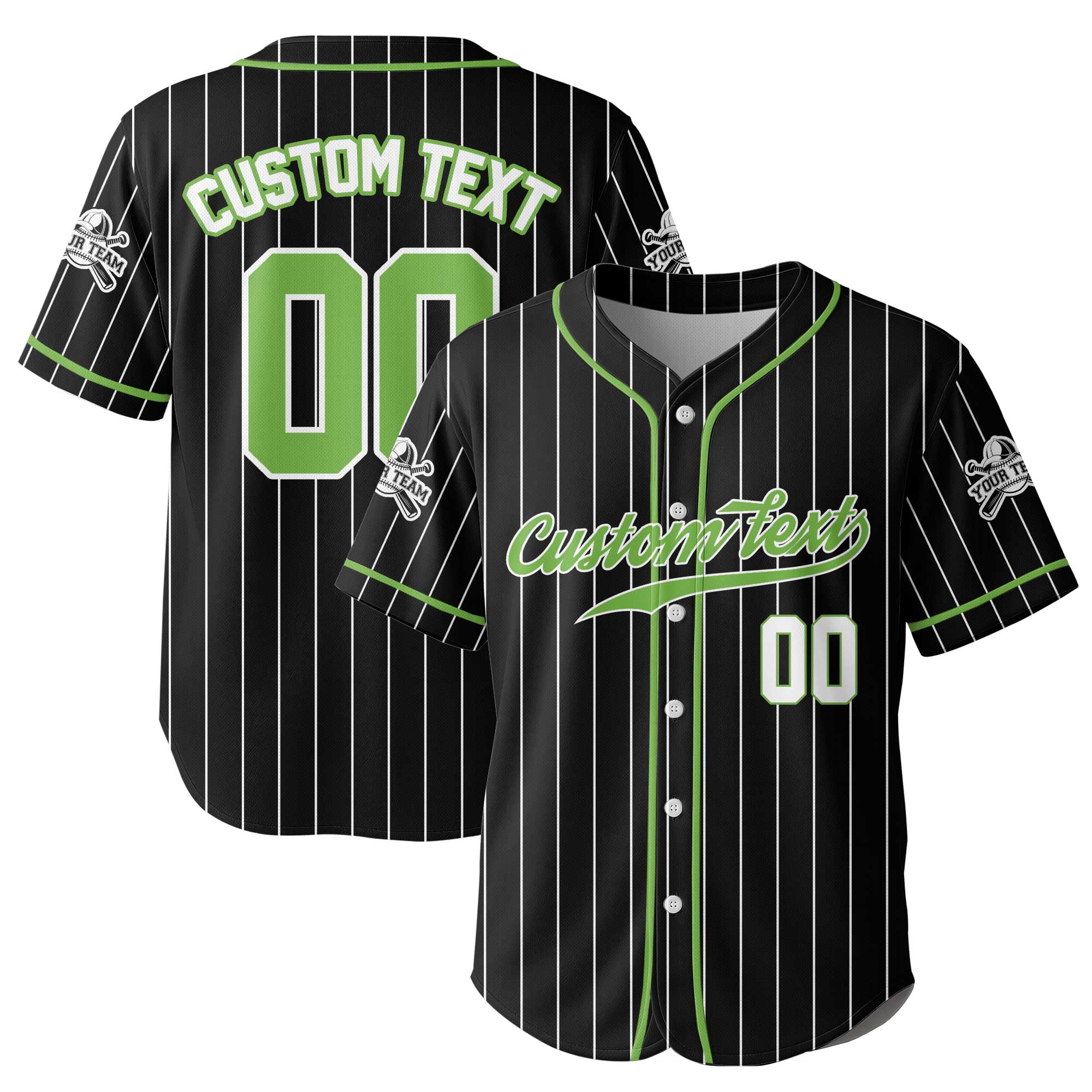 Custom Pinstripes Baseball Jersey With Team Name and Number