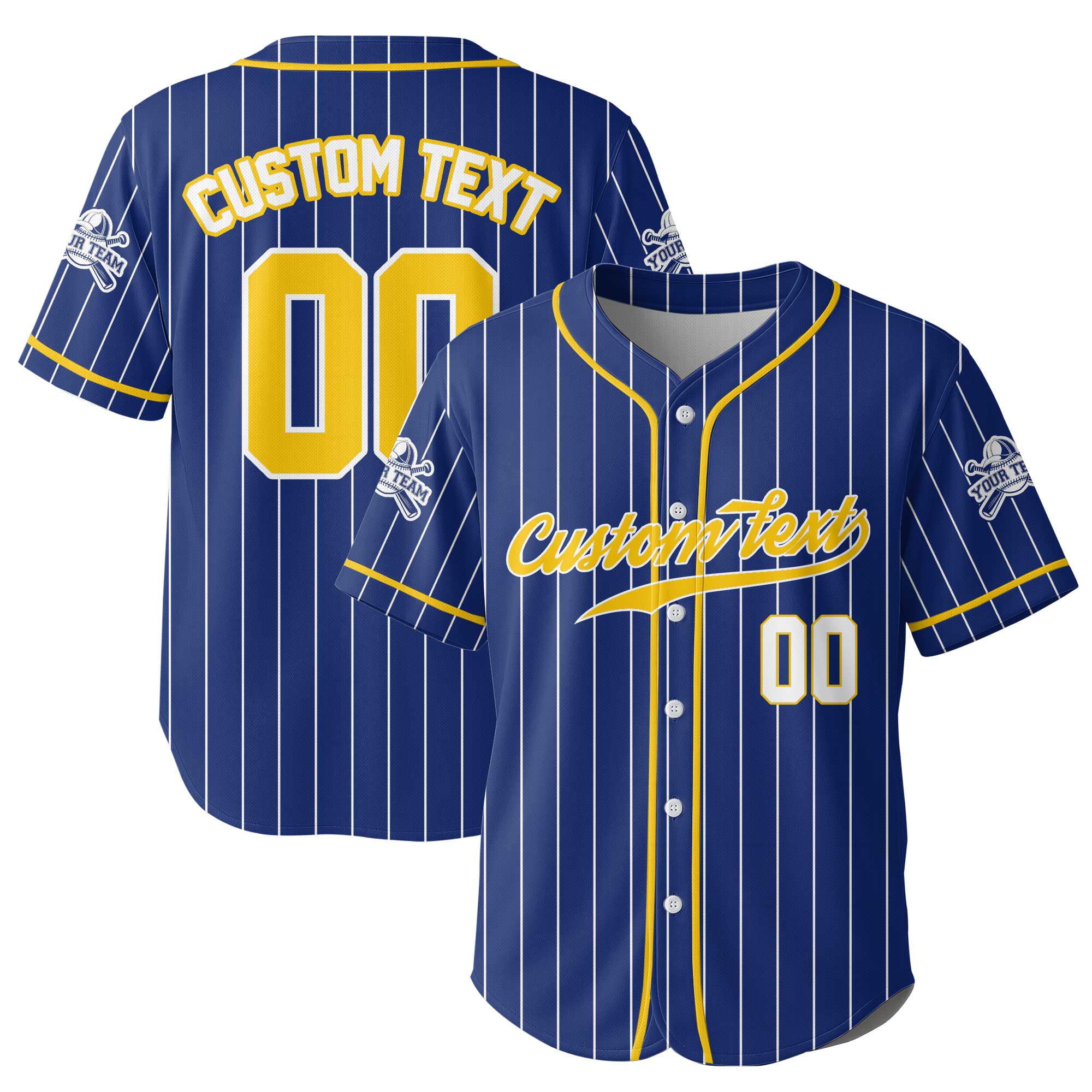 Custom Pinstripes Baseball Jersey With Team Name and Number