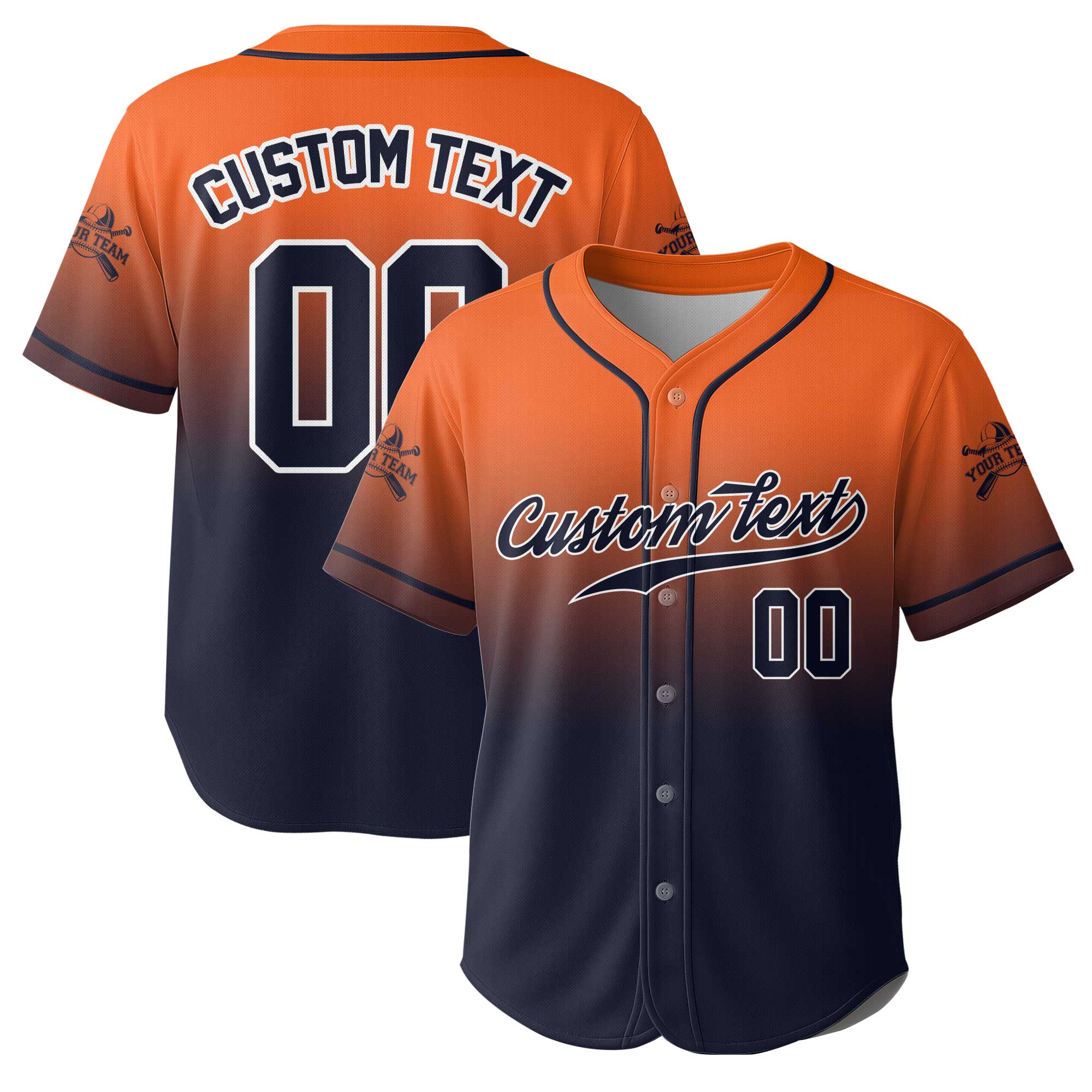 Custom Gradient Color Baseball Jersey With Team Name and Number