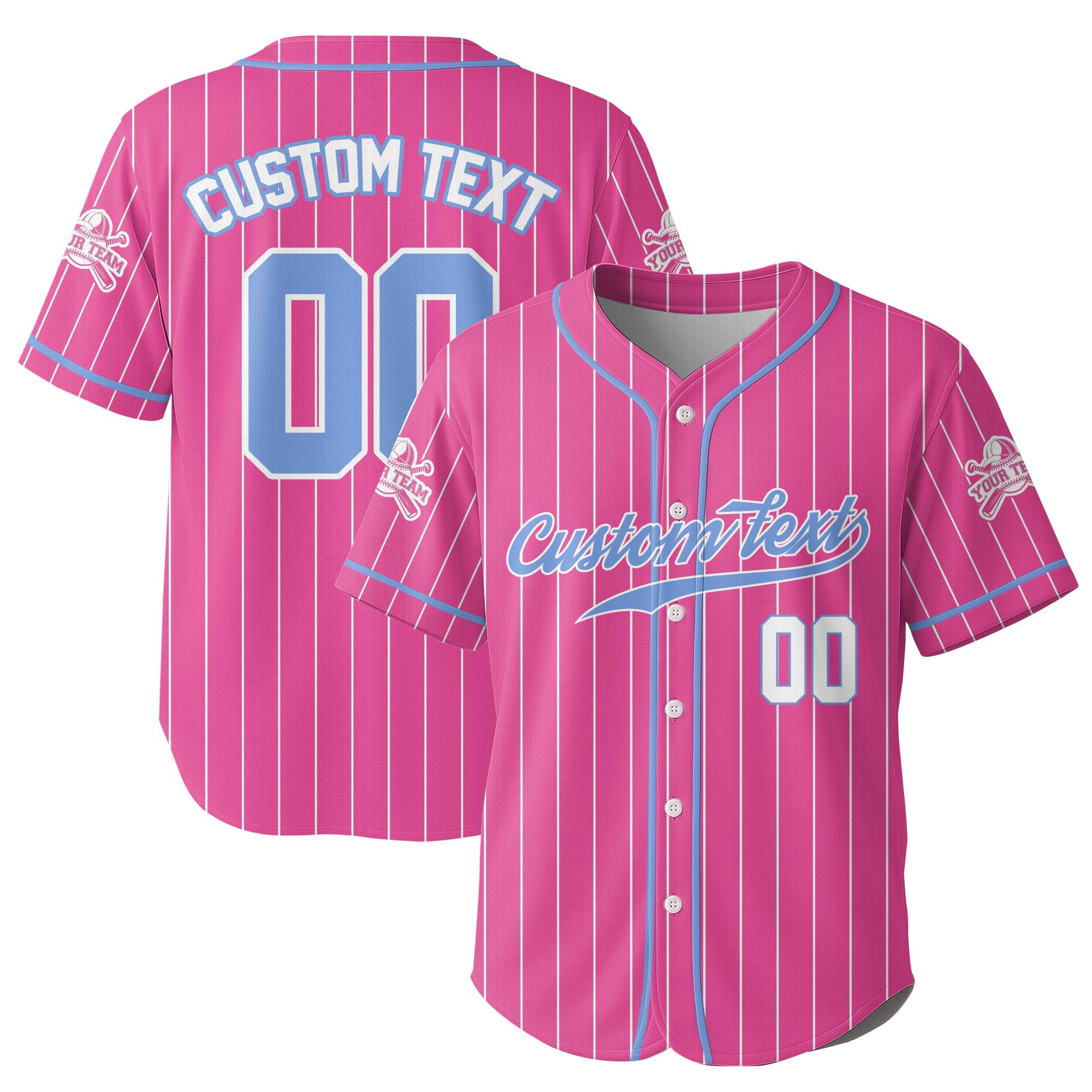 Custom Pinstripes Baseball Jersey With Team Name and Number