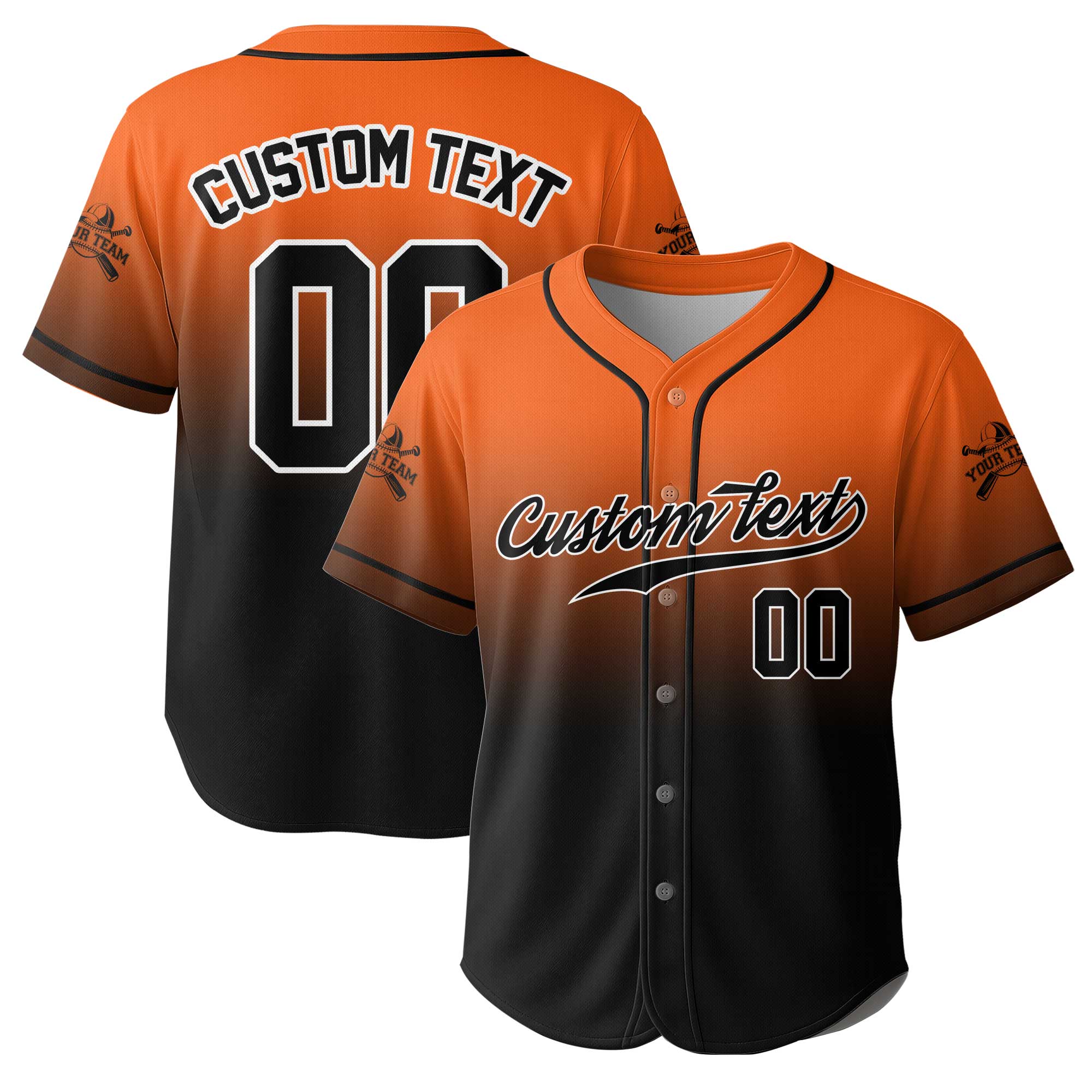 Custom Gradient Color Baseball Jersey With Team Name and Number