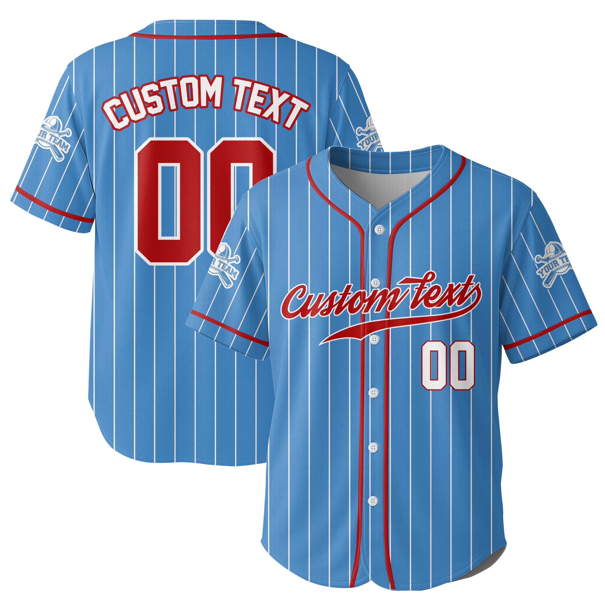 Custom Pinstripes Baseball Jersey With Team Name and Number