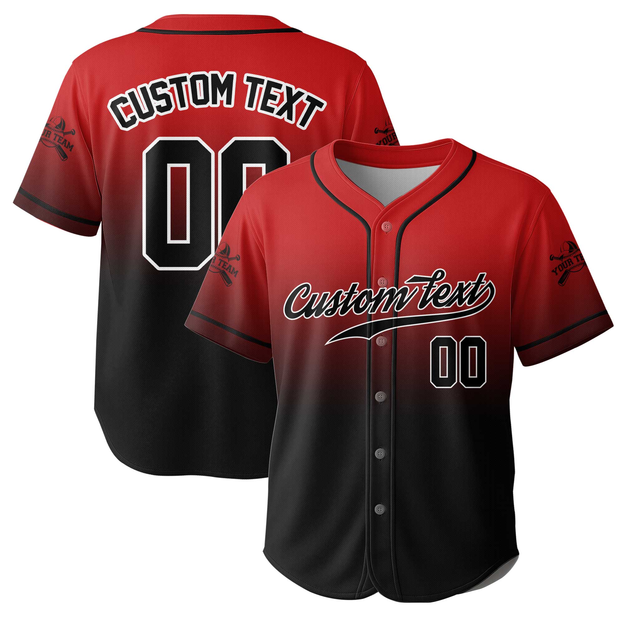 Custom Gradient Color Baseball Jersey With Team Name and Number