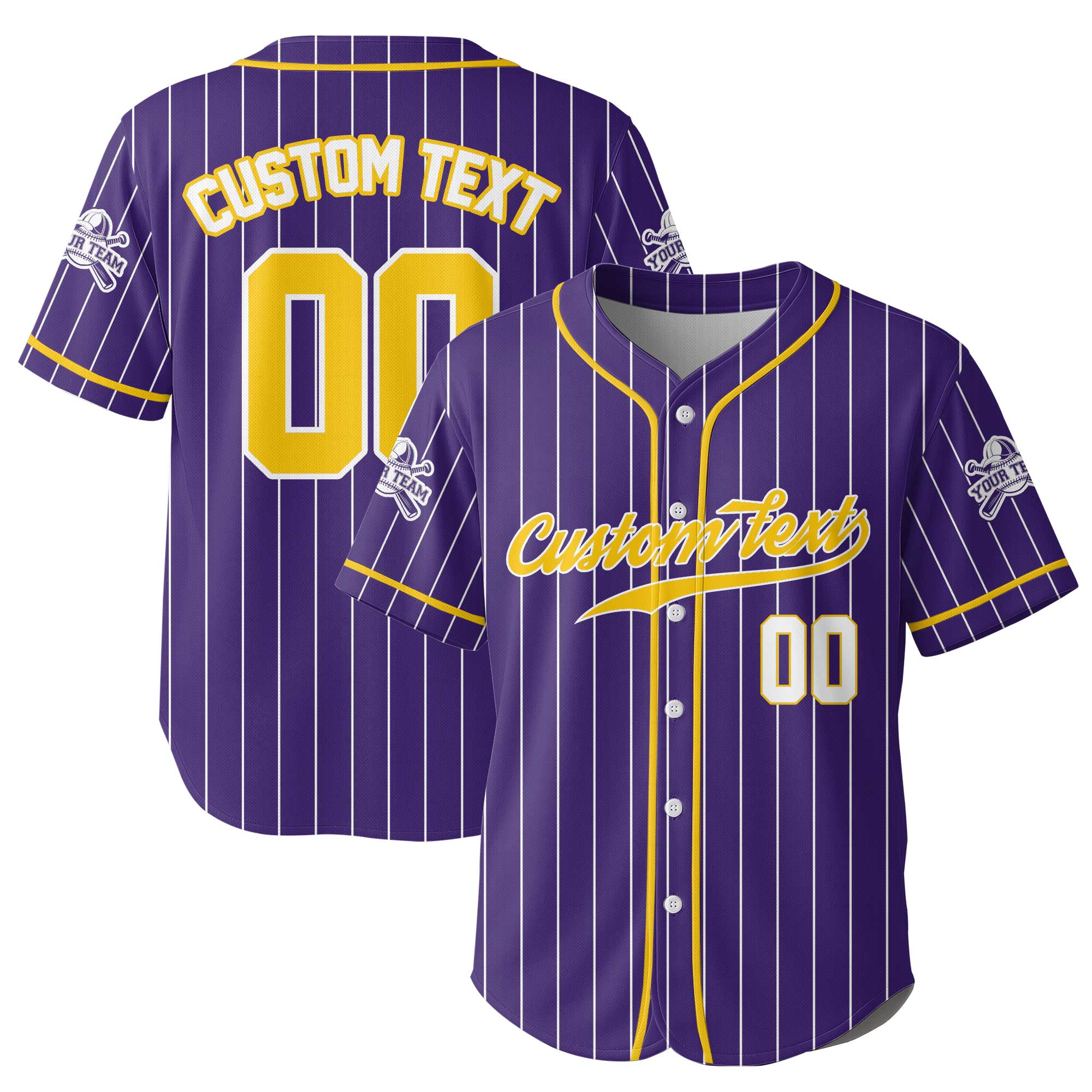 Custom Pinstripes Baseball Jersey With Team Name and Number