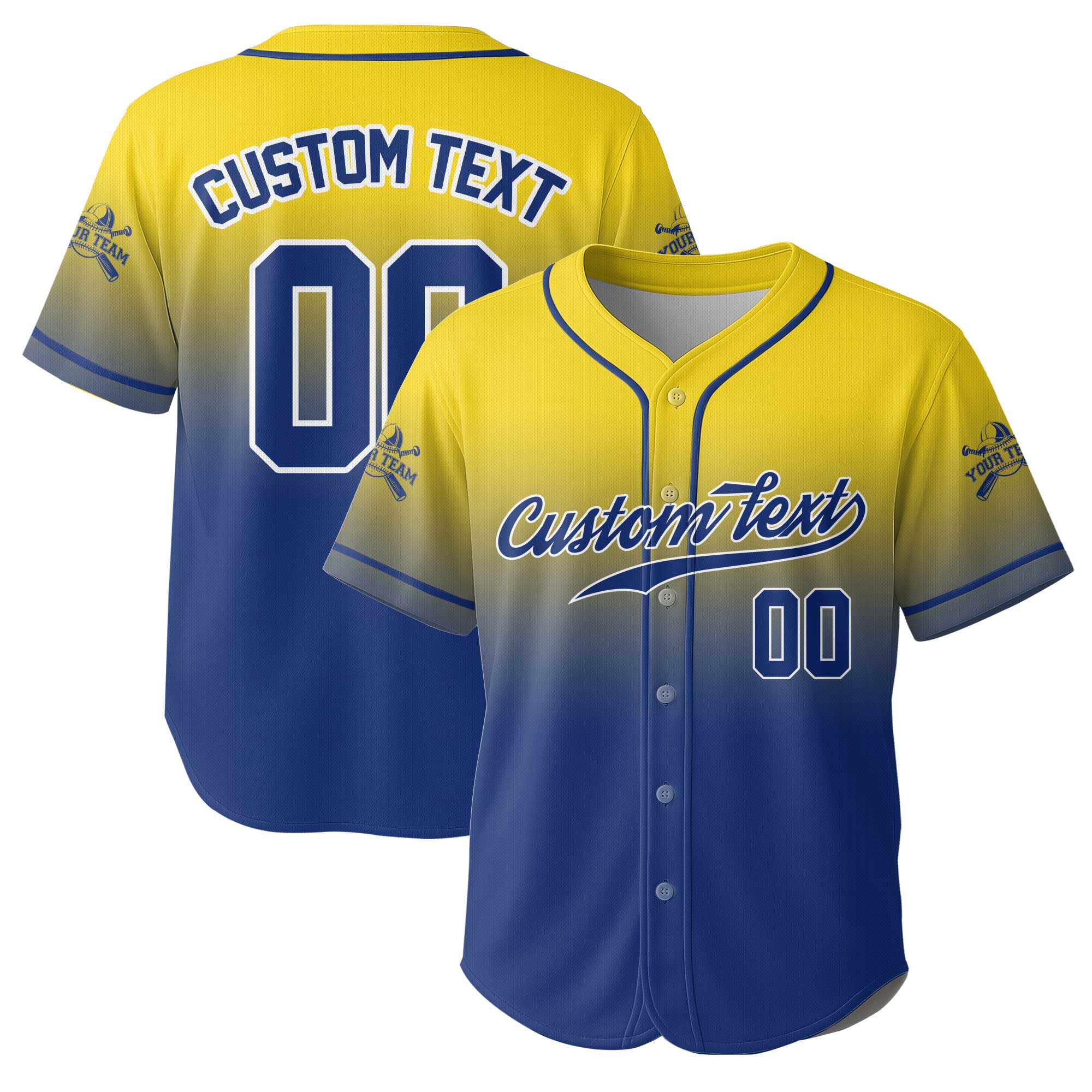 Custom Gradient Color Baseball Jersey With Team Name and Number