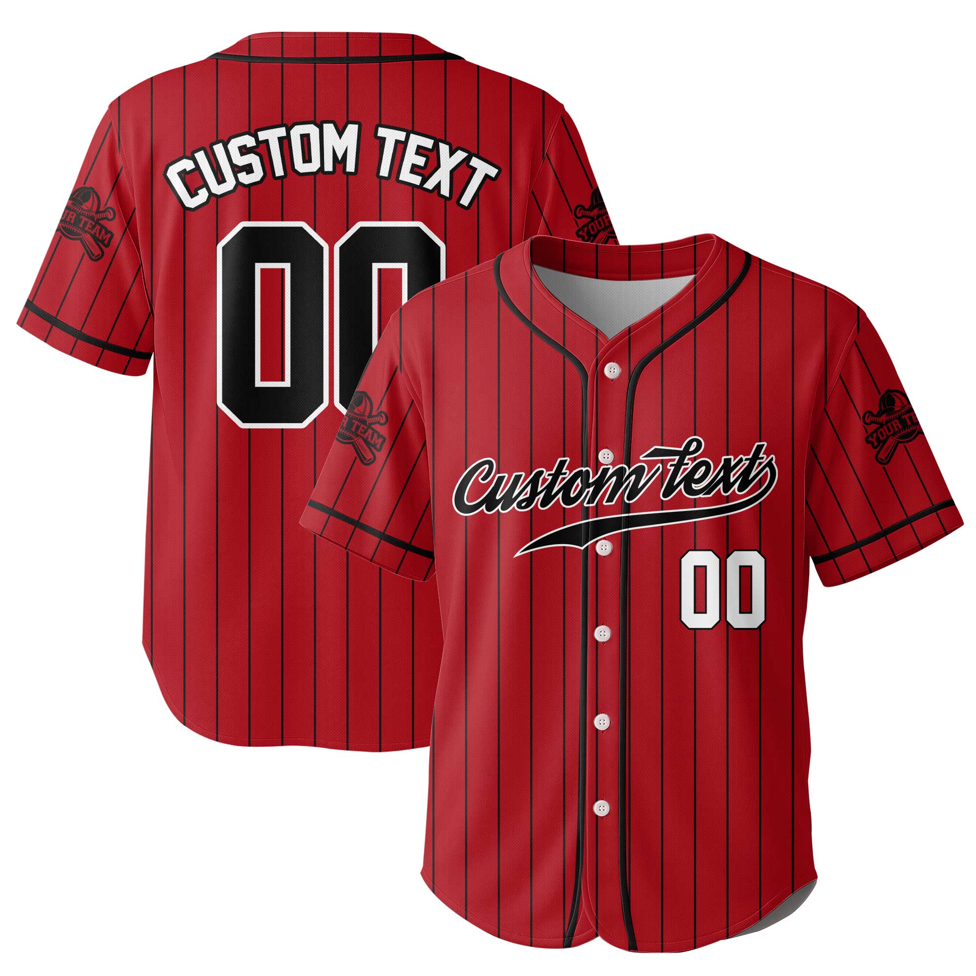 Custom Pinstripes Baseball Jersey With Team Name and Number