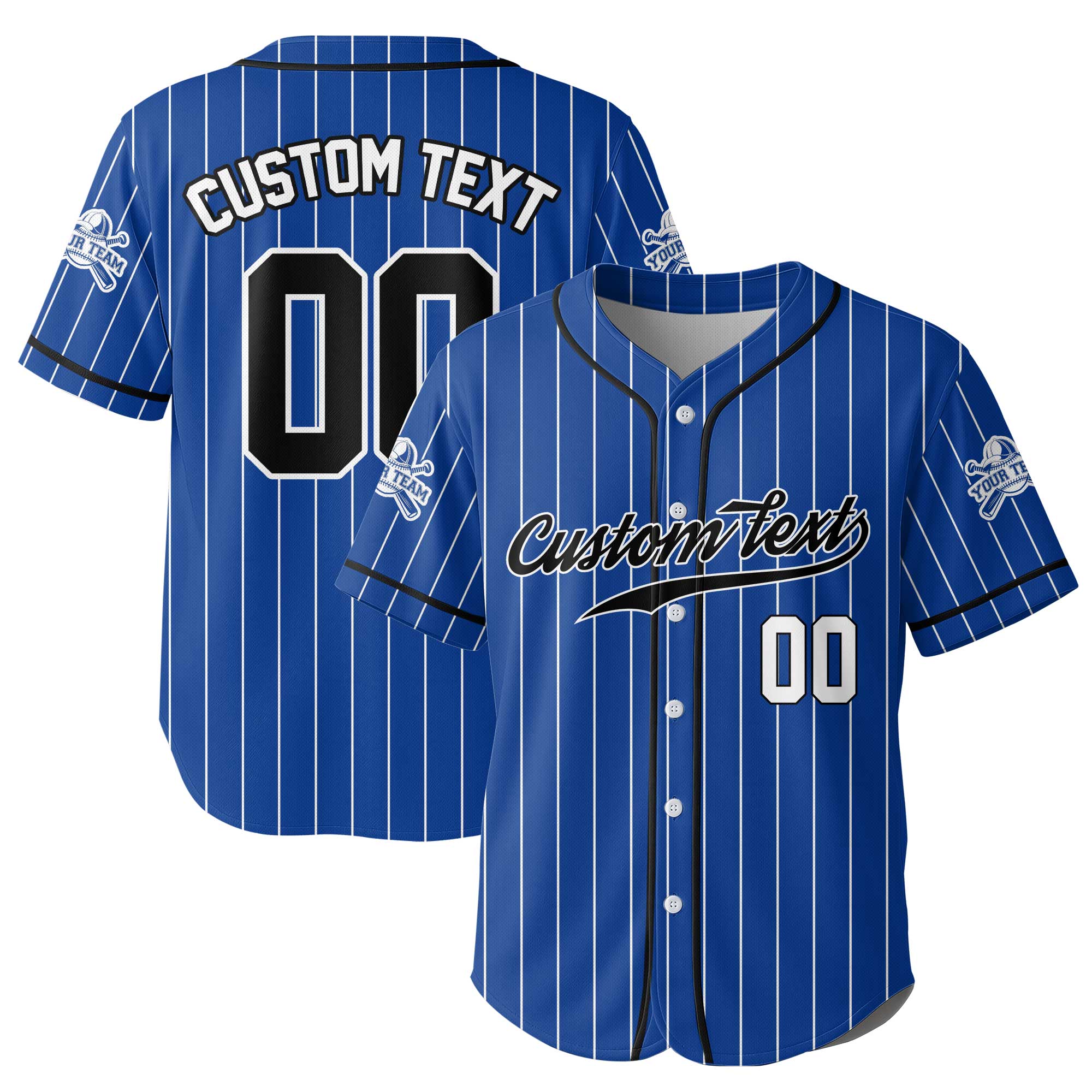 Custom Pinstripes Baseball Jersey With Team Name and Number