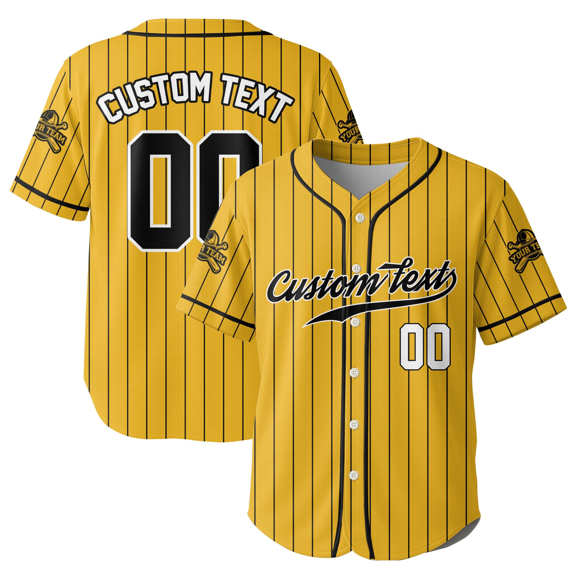 Custom Pinstripes Baseball Jersey With Team Name and Number