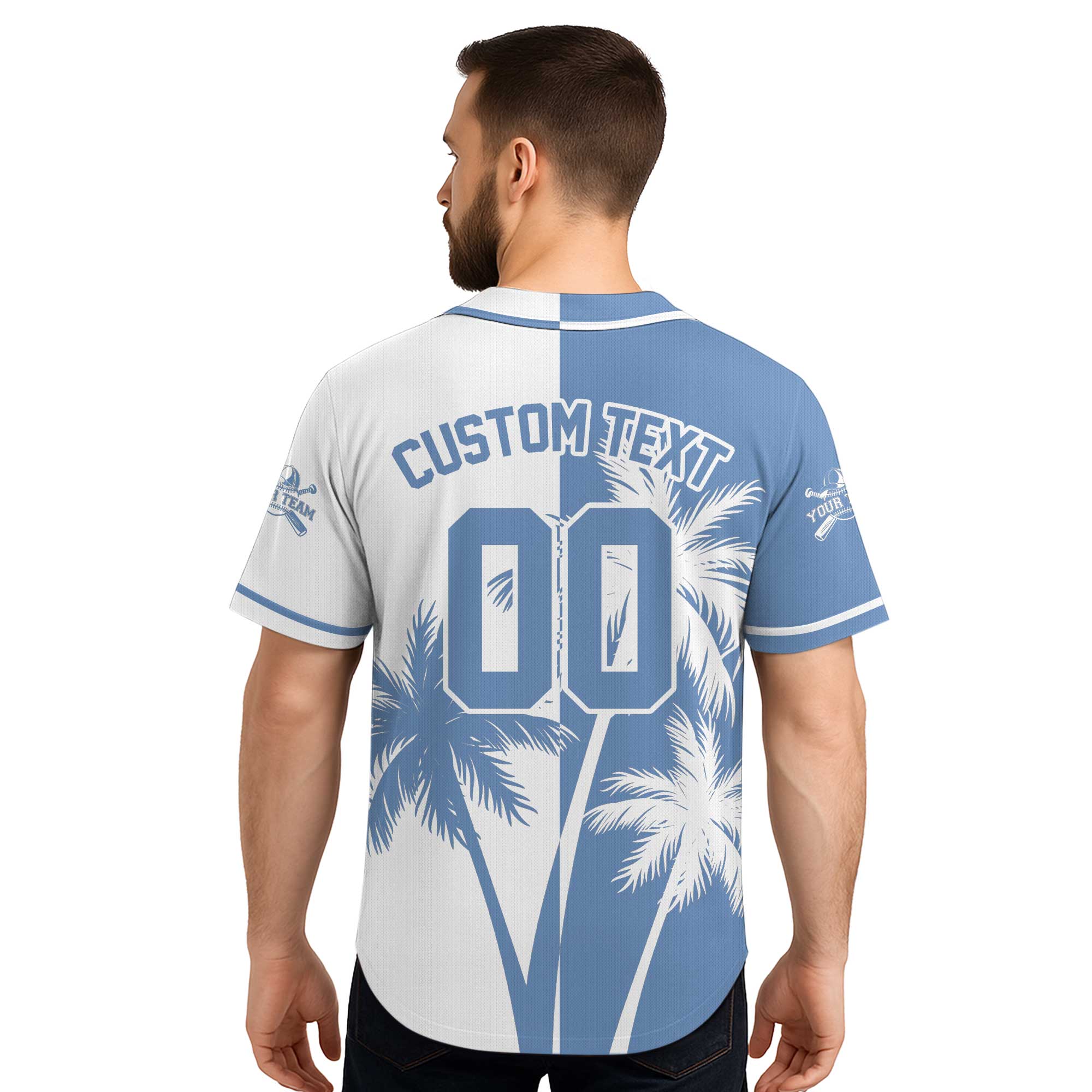 Custom Hawaii Coconut Tree Pattern Baseball Jersey With Team Name and Number
