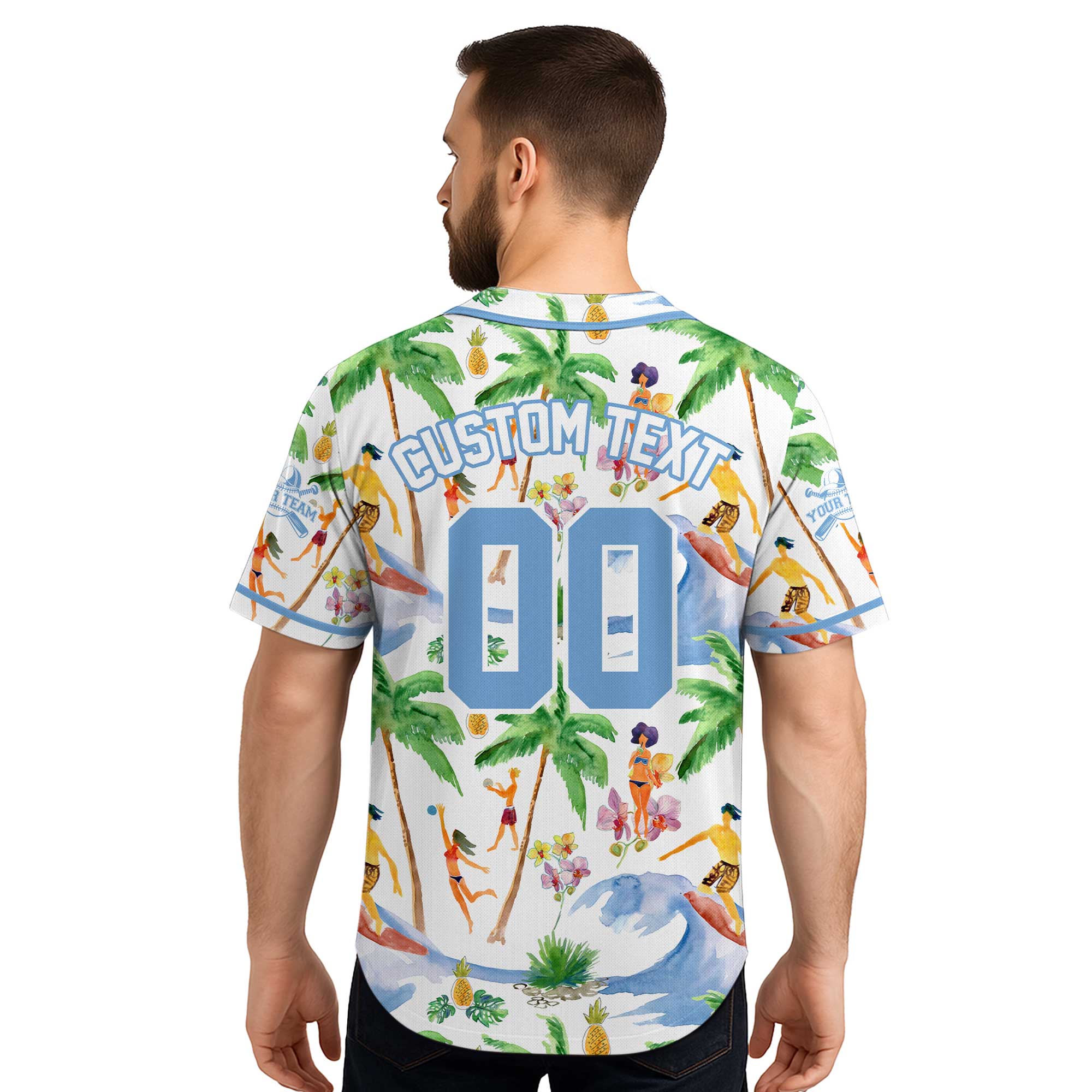 Custom Summer Hawaiian Pattern Baseball Jersey