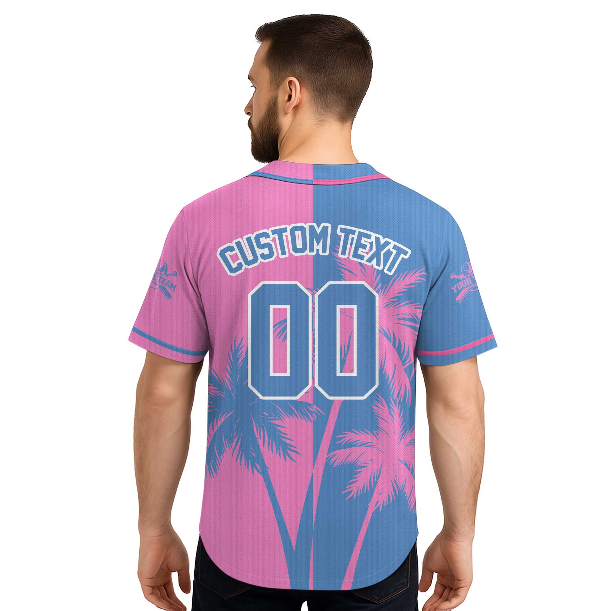 Custom Hawaii Coconut Tree Pattern Baseball Jersey With Team Name and Number